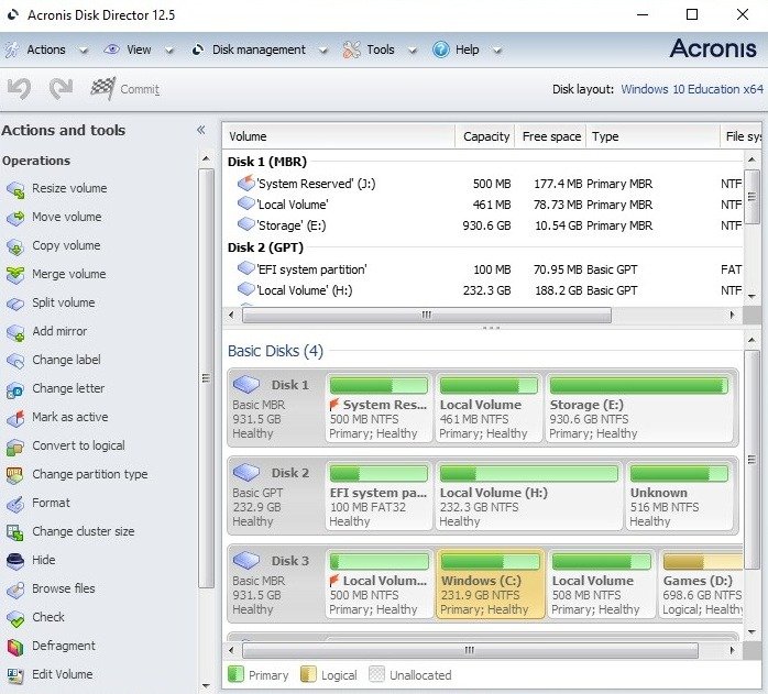 Клонирование инструментов Windows Acronis Disk Director Home 1