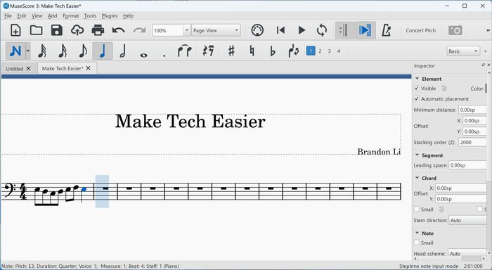 Сочинение музыки Windows Musescore