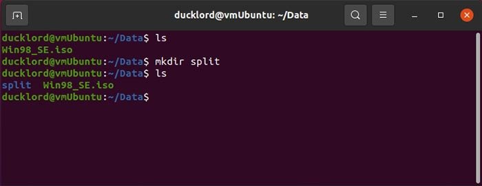 Сжатие разделенных файлов в Ubuntu Mkdir Split