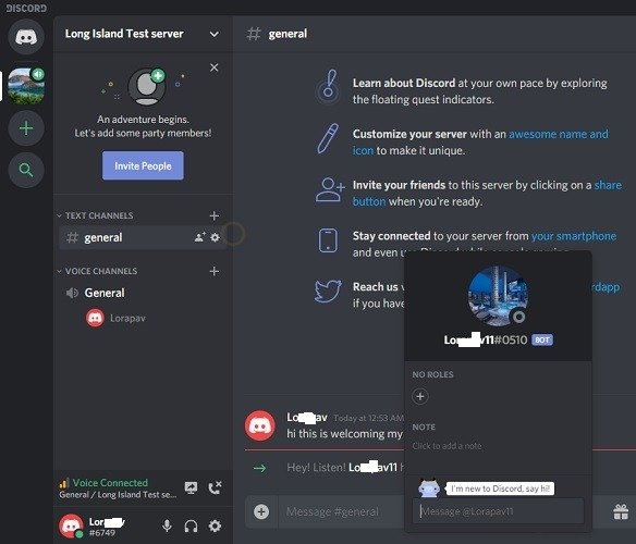 Создать бота Discord, видимого на сервере