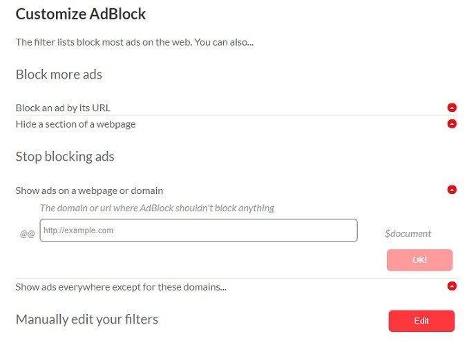 Настроить Adblock