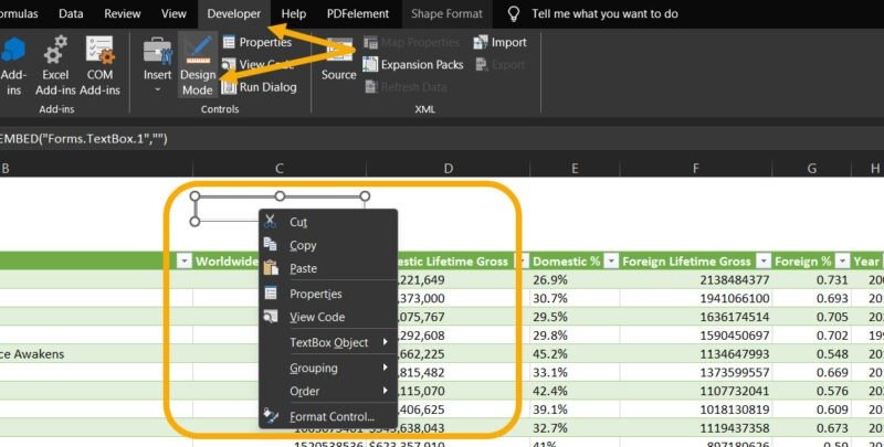 Настройте поле поиска Excel