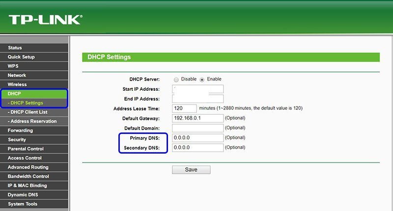 DNS-DHCP-панель