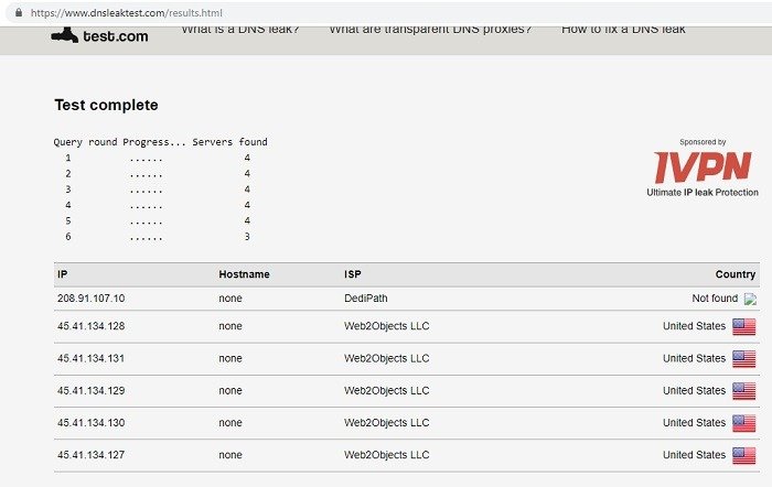 Тест на утечку DNS