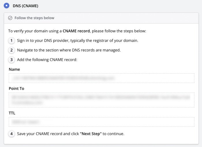 Метод проверки записи DNS Zerossl