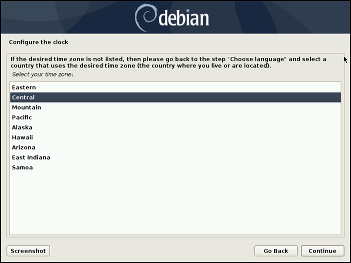 Часы установки Debian