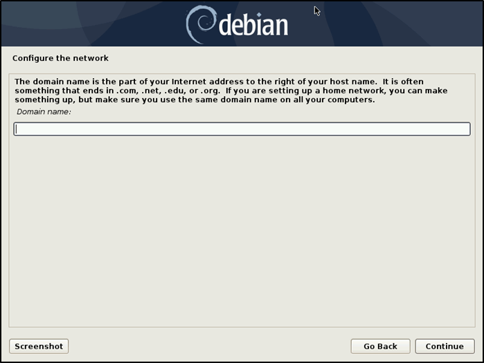 Доменное имя установки Debian