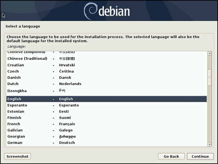 Начало установки Debian