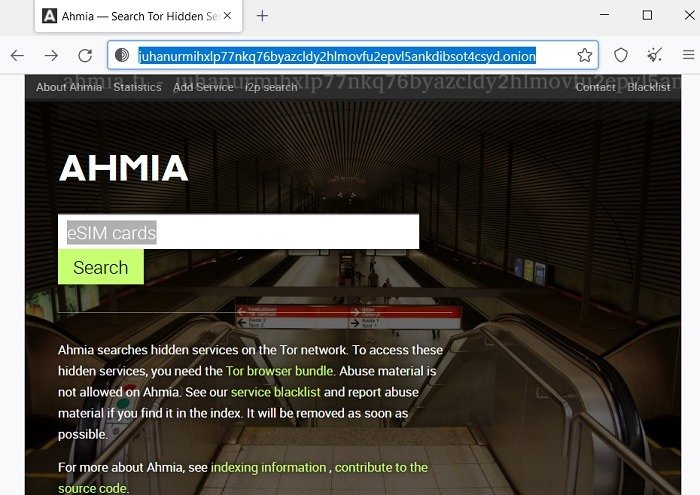 Поисковые системы в глубокой сети Ahmia