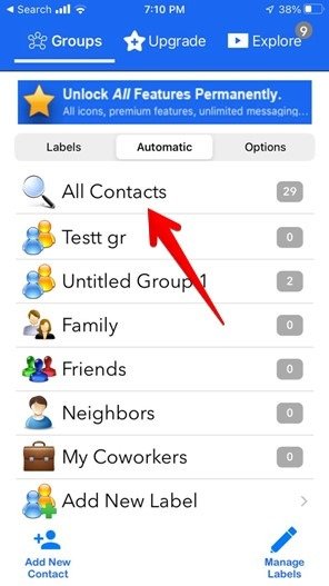 Удалить несколько контактов в приложении Iphone Groups