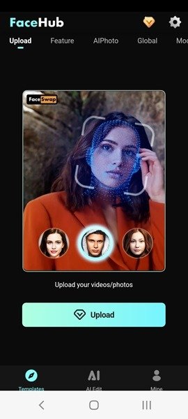 Использование приложения FaceHub для создания дипфейковых видео на смартфоне Android,