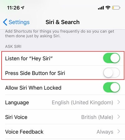 Отключить Siri. Выключить параметры iOS.