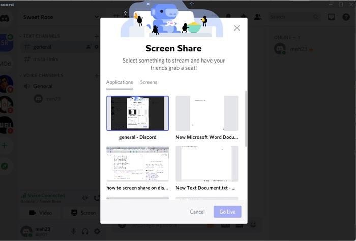 Discord Screen Share Окно выбора ПК