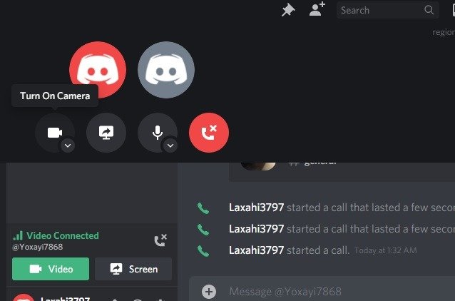 Видео с общим доступом к Discord подключено