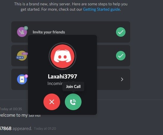 Получен голосовой вызов Discord Screenshare