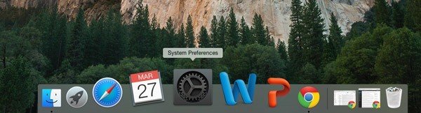 OS X Dock — выбраны системные настройки.