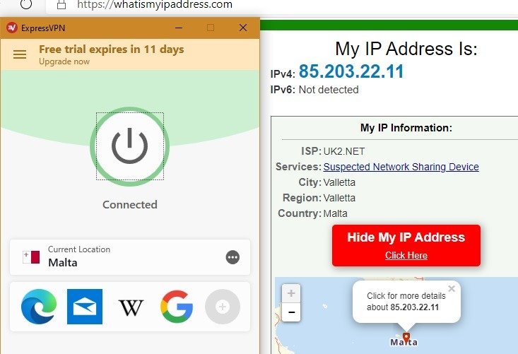 DoubleVPN ExpressVPN подключен