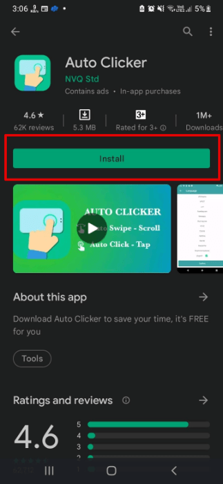 Загрузите Auto Clicker из Google Playstore.