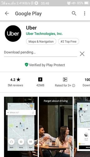 Загрузите ожидающую ошибку в приложении Google Play Uber