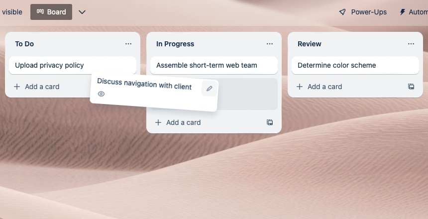 Перетащите, чтобы переместить карточку в Trello