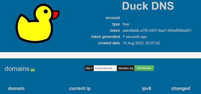 Динамический хостинг Best Duckdns Enter Domain