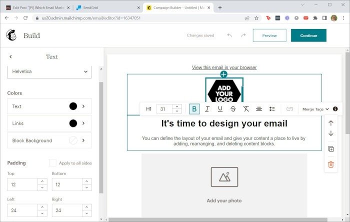 Текст Ems Mailchimp