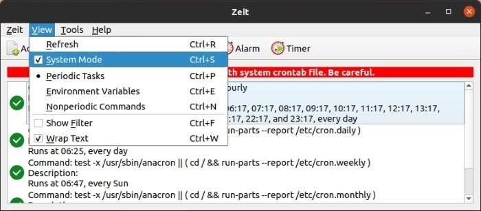 Простой Crontab с системным режимом Zeit