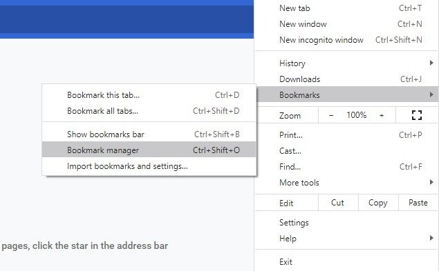 Edge Bookmarks Диспетчер закладок Chrome