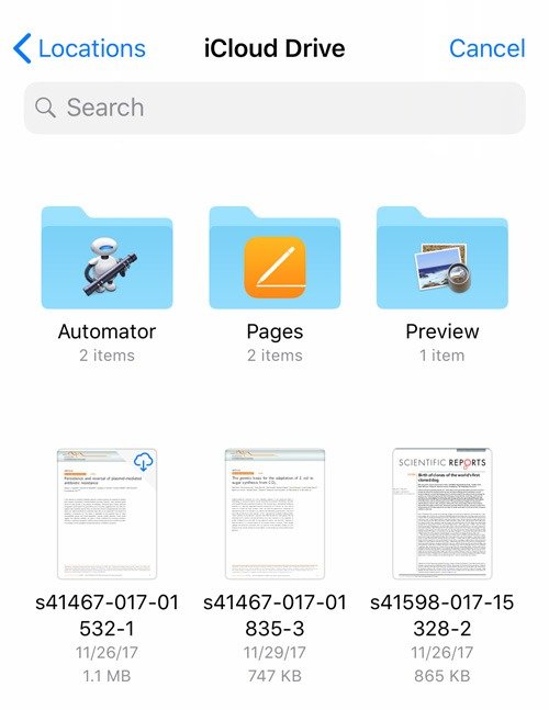 Вложения электронной почты Ios Icloud Drive