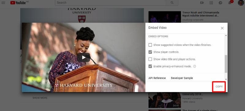 embed-youtube-videos-private-visual-harvard-uncheck-finish