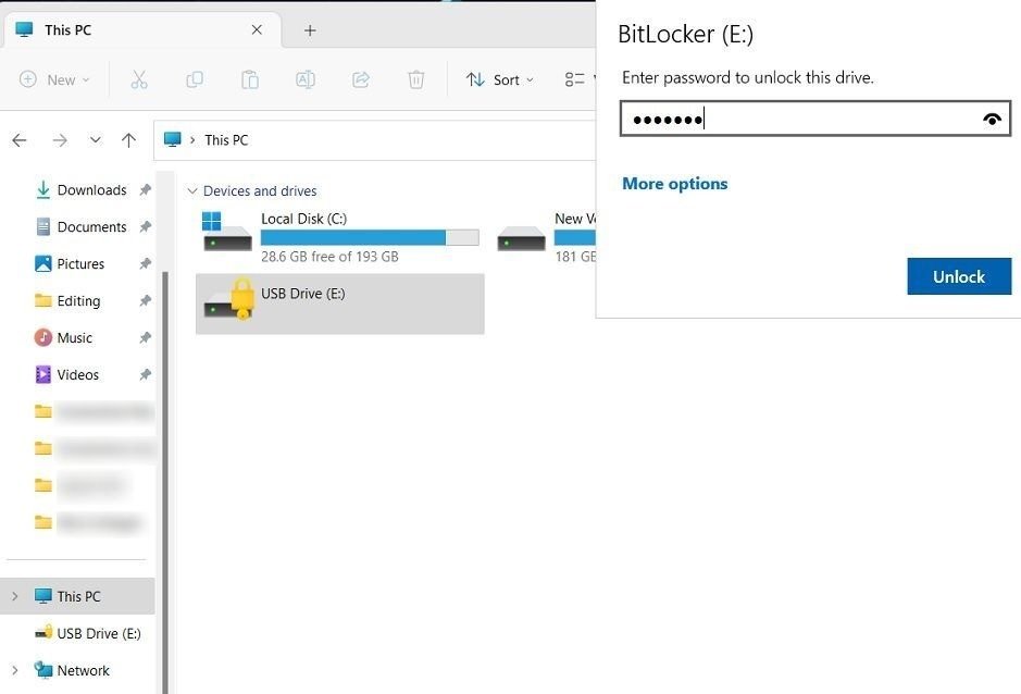 Шифрование USB-накопителя Bitlocker Пароль управления USB в Windows 11