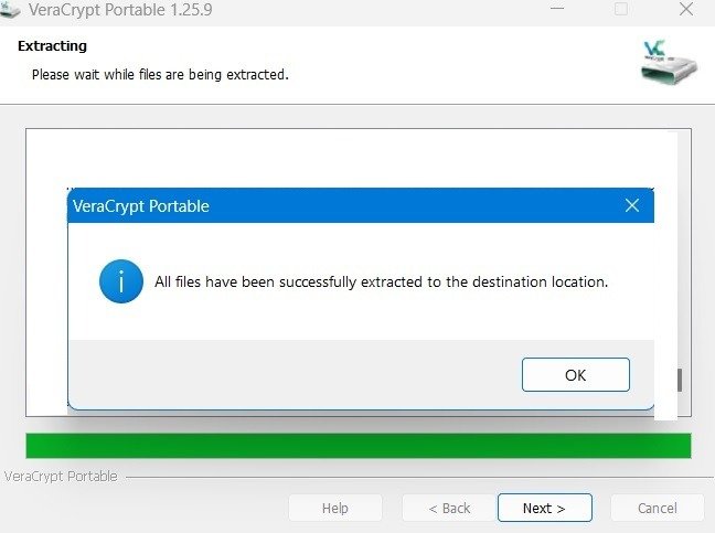 Файлы VeraCrypt извлечены в папку Windows.