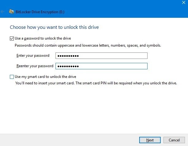 Введите пароль в BitLocker Drive Encryption, чтобы разблокировать диск.