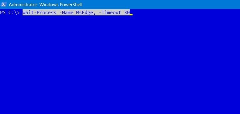 Процесс ожидания основных команд Powershell