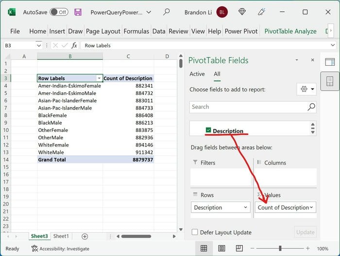 Количество полей Excel Power Pivot Описание