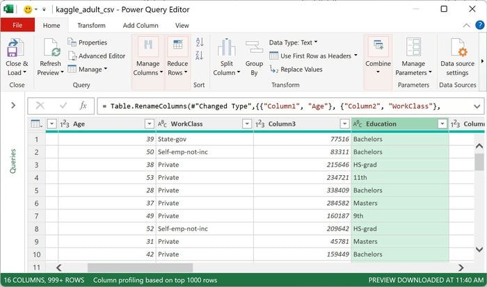 Объединенный редактор Excel Power Query переименован