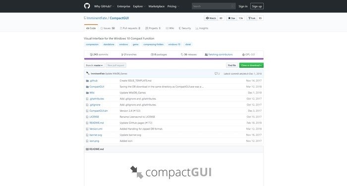 Расширьте жесткий диск с помощью Compactgui Загрузите Compactgui