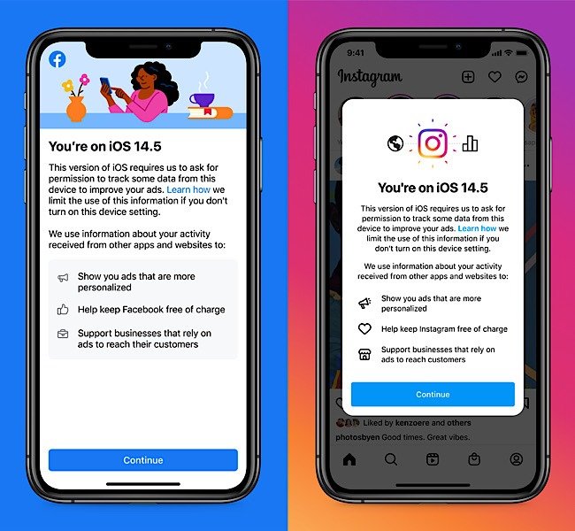 Facebook iOS 14.5 Образовательный экран