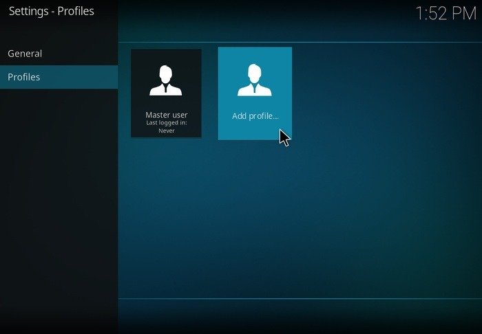 Для всей семьи Kodi Добавить новый профиль