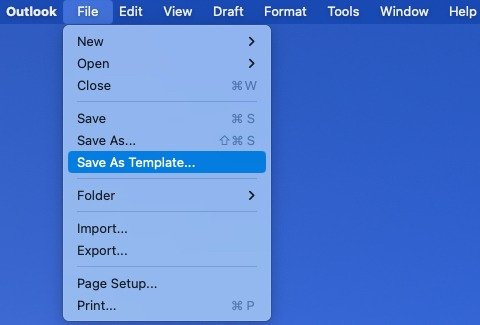 «Сохранить как шаблон» в меню «Файл» на Mac