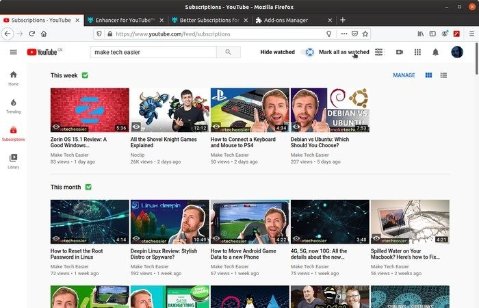 Firefox лучше отметит YouTube как просмотренное