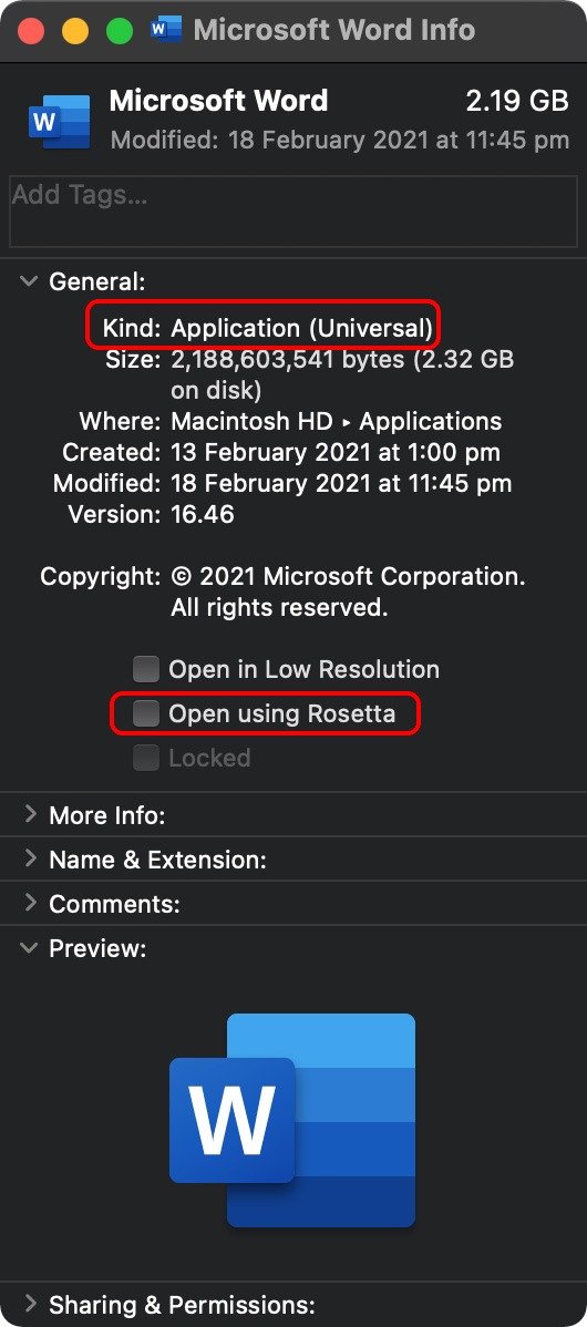 Принудительный запуск приложения Intel версии M1 Mac Rosetta