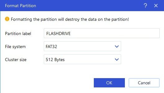 Отформатируйте USB-накопитель Windows Disk Management Предупреждение Easeus Partition Master