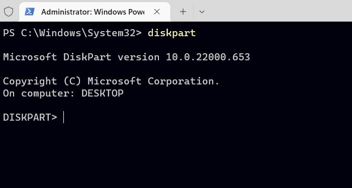 Форматирование USB-терминала Windows Win11 Diskpart Initial