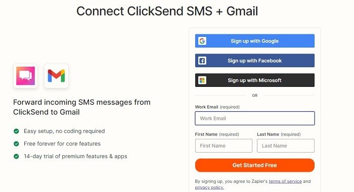 Переслать SMS Android Clicksend Аккаунт Создать