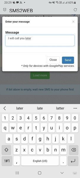 Переслать SMS Android Dimonvideo Cloud Ответить Отправить сообщение