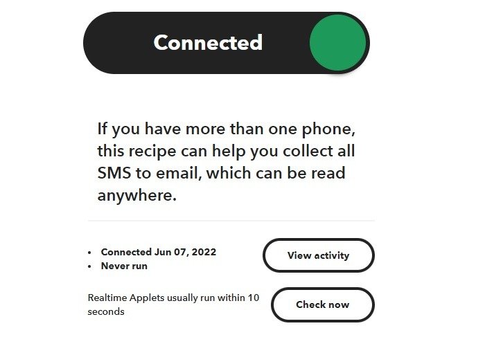 Переслать SMS Android Ifttt Просмотр активности