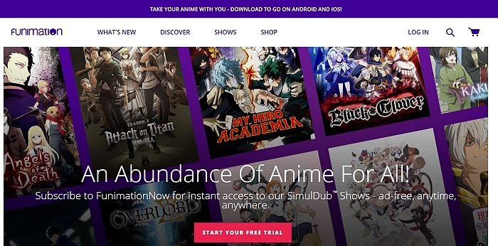 Домашняя страница Funimation