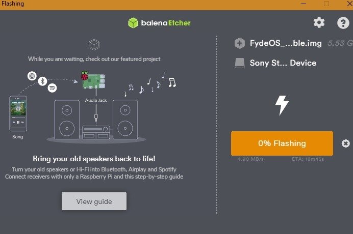 Прошивка USB-накопителя Fydeos