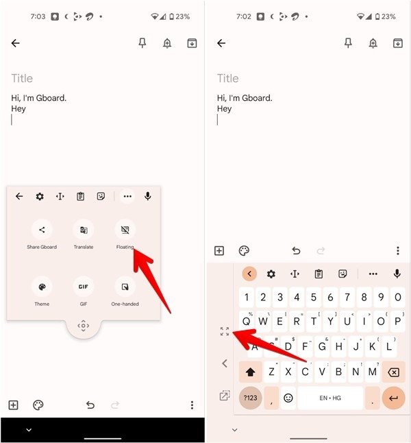 Режимы клавиатуры Gboard выключены